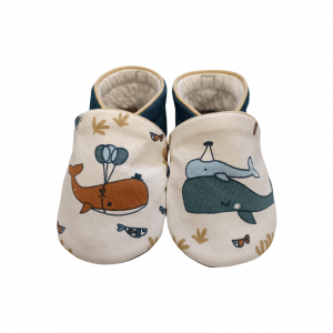 Chaussons Animaux Marins Beige