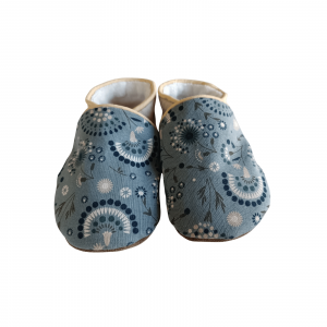 Chaussons Fleurs Bleu Gris