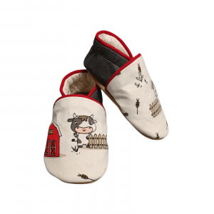 CHAUSSONS VACHE BLANC 2