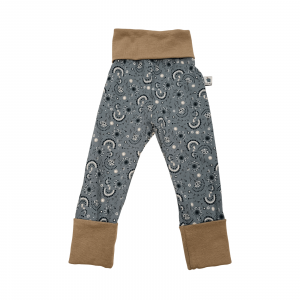 Pantalon Fleurs Bleu Gris